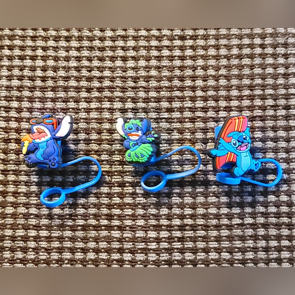 Lot Of 3 Stitch Character Straw Cover